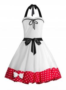30-16 Rockabilly pin up sukienka - czerwony + biały